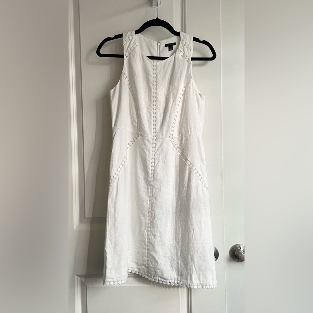 Ann Taylor petite white linen sleeveless dress